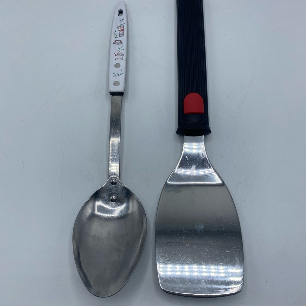 Vintage Stainless Spatula Teapot Iron Pitcher Handle Design Ekco Kitchen Utensil